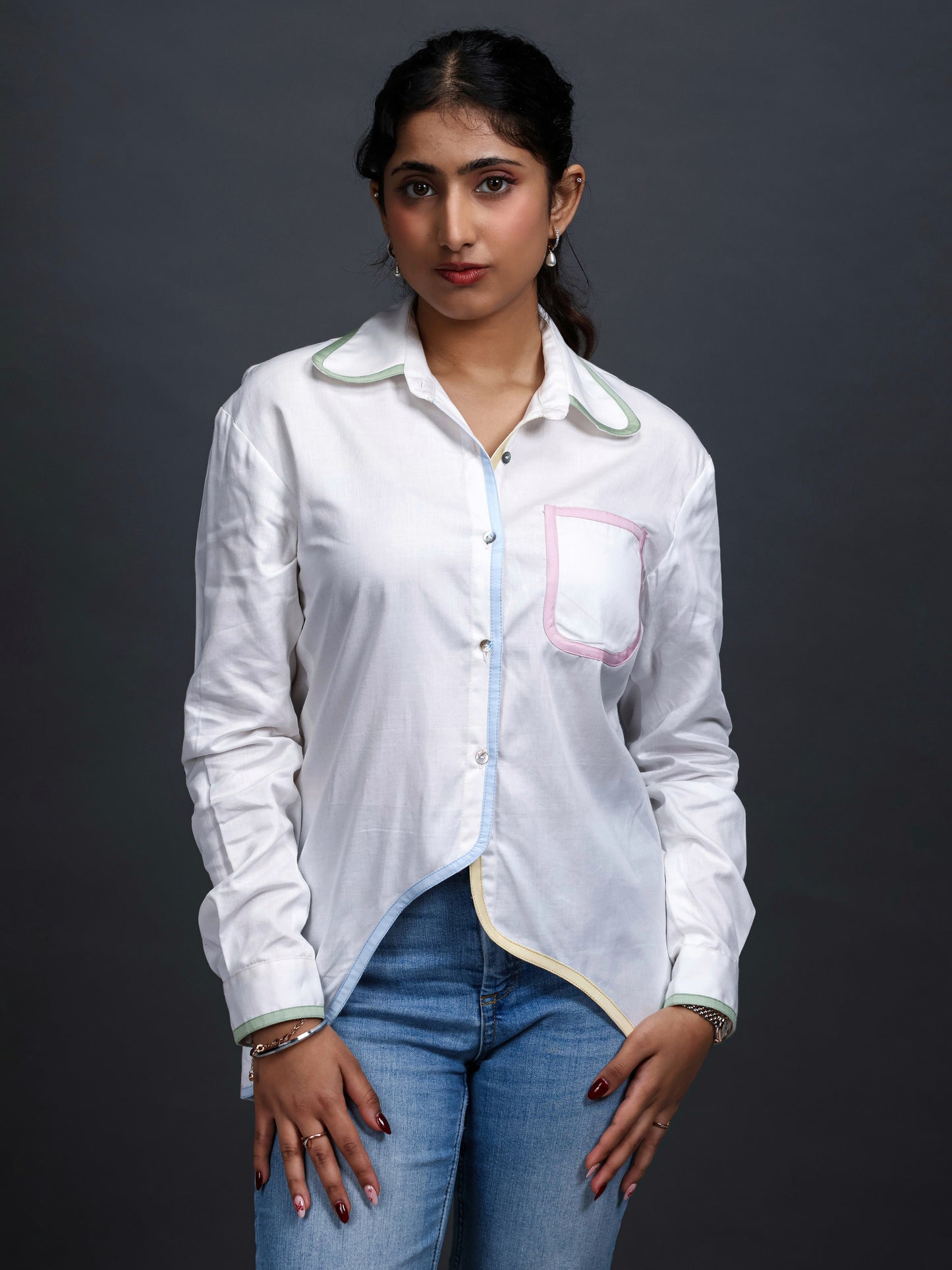 White shirt women, white formal shirt for women, white shirt for women, front image
