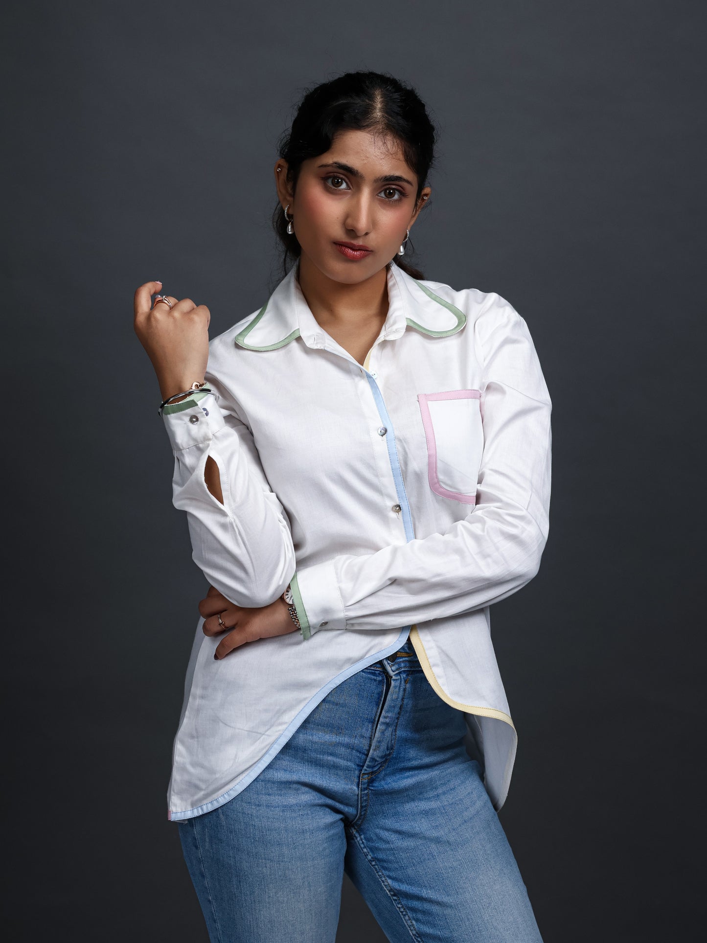 White shirt women, white formal shirt for women, white shirt for women, front image