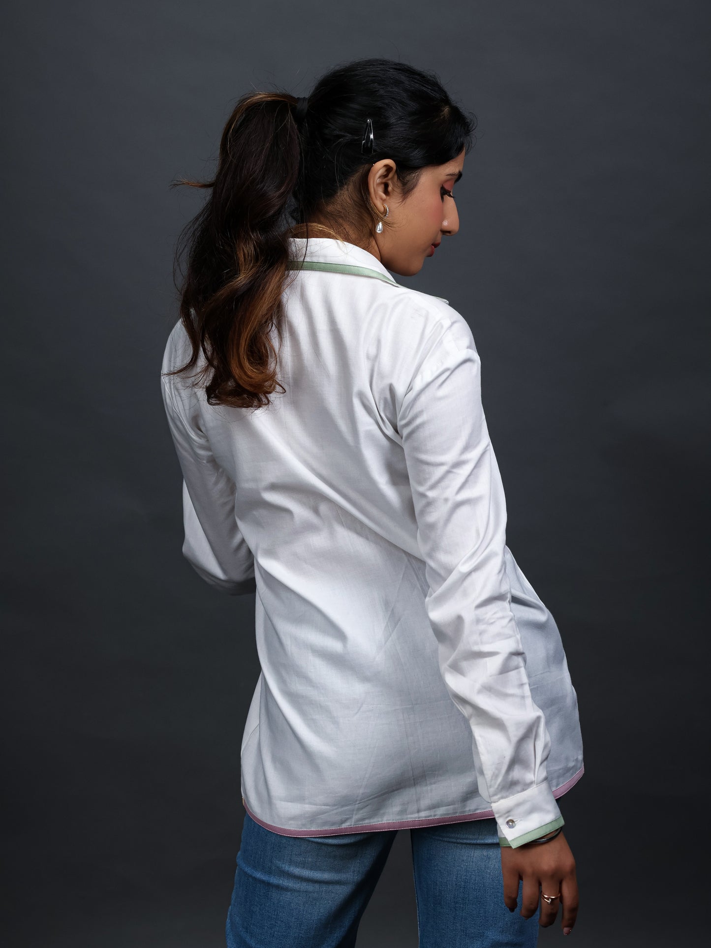 White shirt women, white formal shirt for women, white shirt for women, back image
