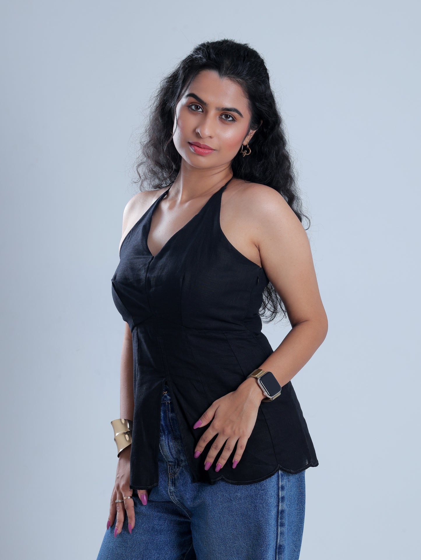 Sienna Black Halter Neck Top