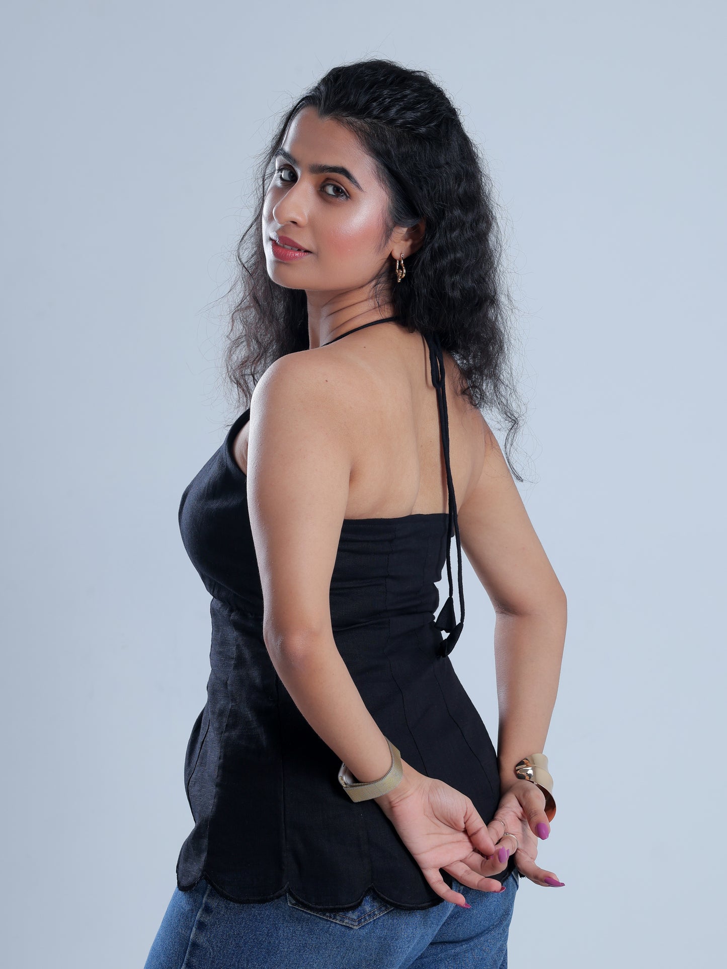 Sienna Black Halter Neck Top