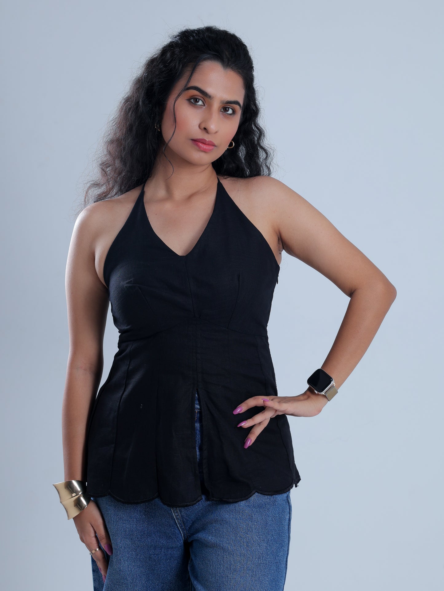 Sienna Black Halter Neck Top