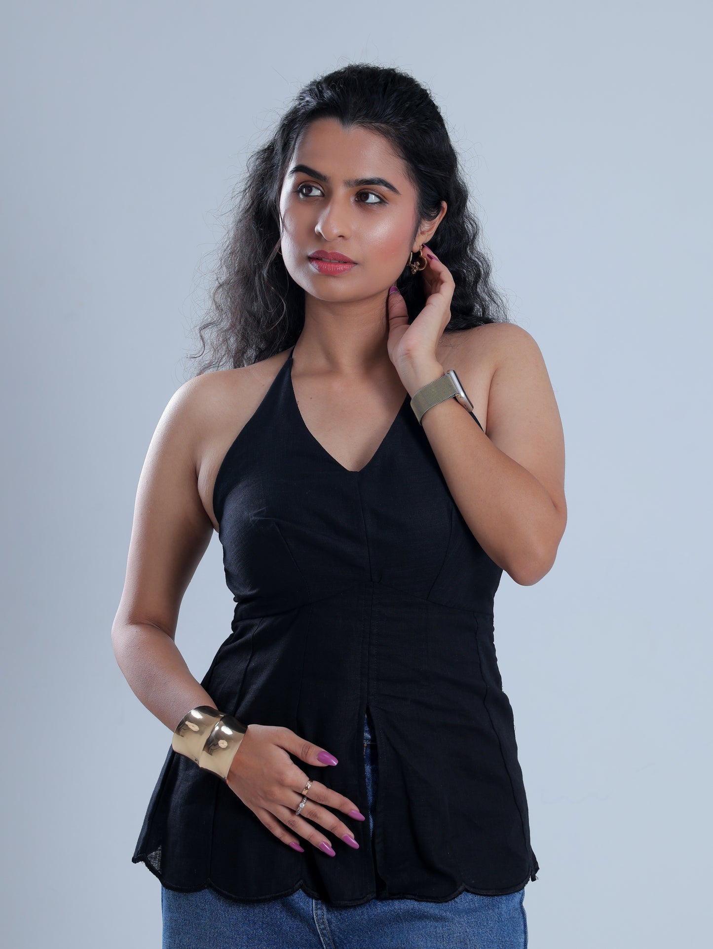 Sienna Black Halter Neck Top