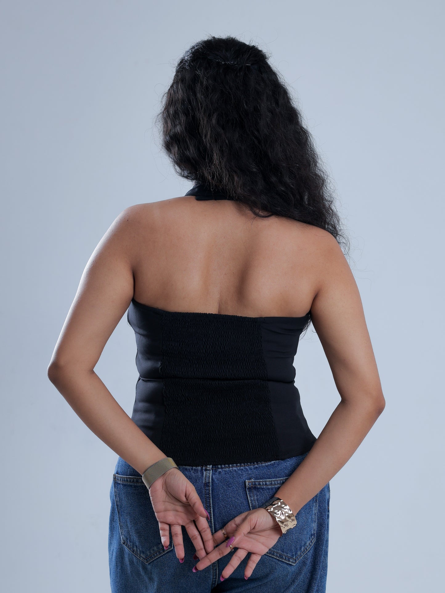 Scultra Black Corset Halter Neck Top