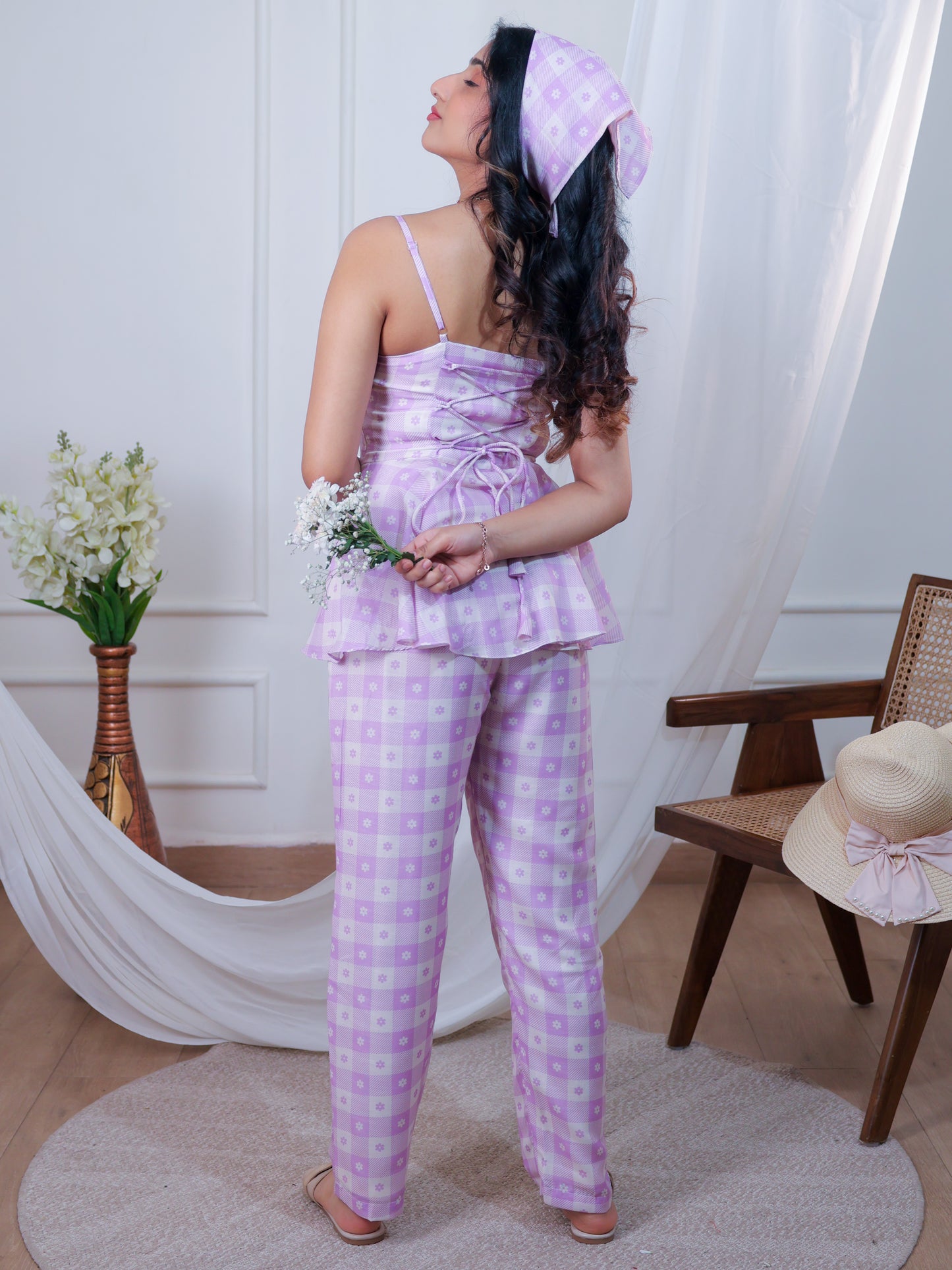 Peplum Gingham corset co-ord set, back photo