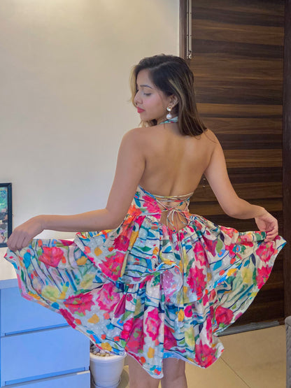 Fleur Frenzy Short Floral Flared Dress