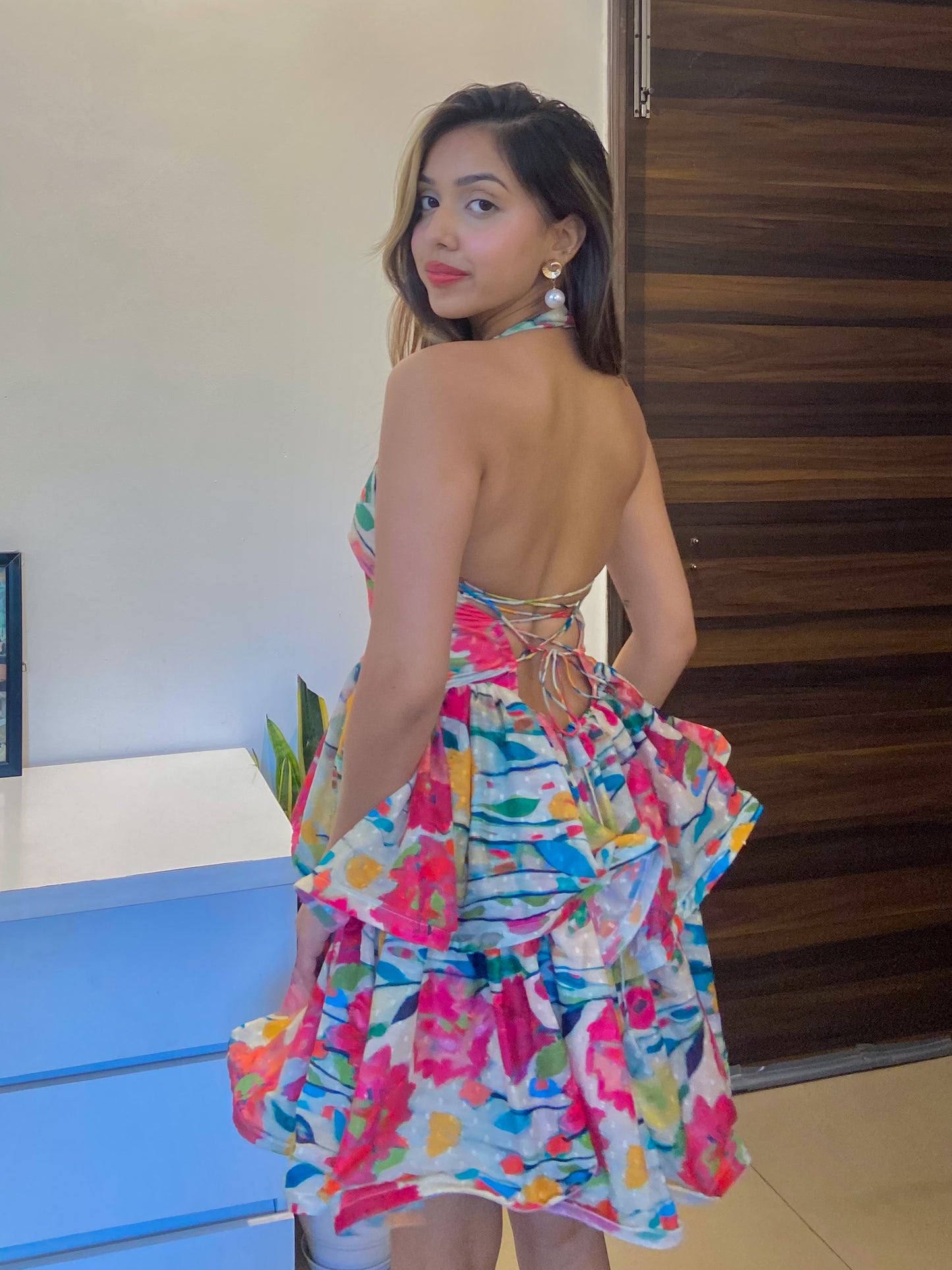 Fleur Frenzy Short Floral Flared Dress