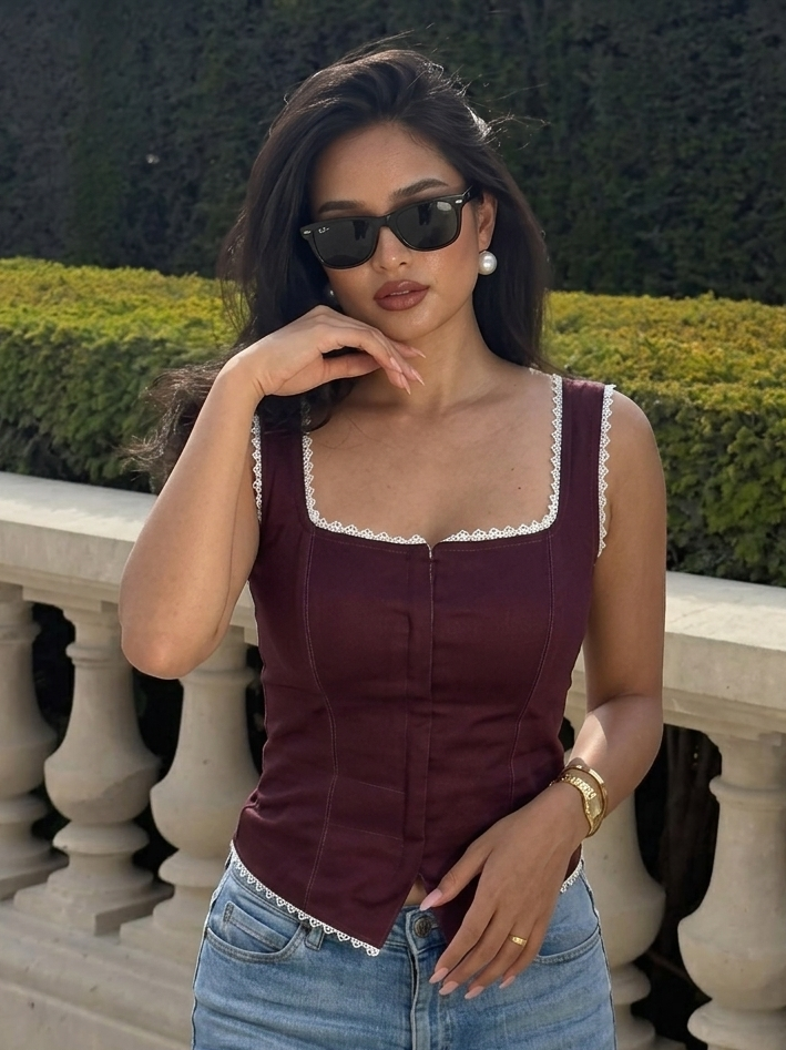 Clara Lace Trim Corset Top