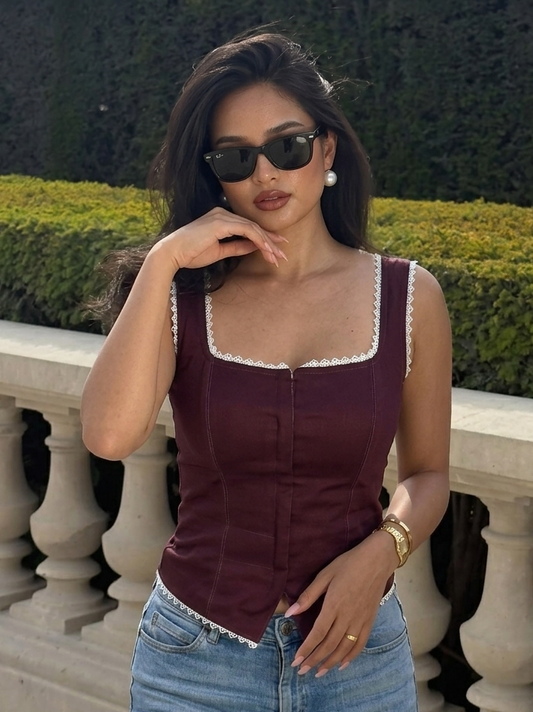 Clara Lace Trim Corset Top