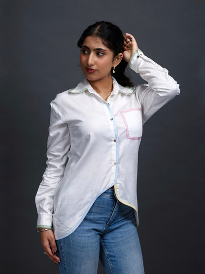 White shirt women, white formal shirt for women, white shirt for women, front image