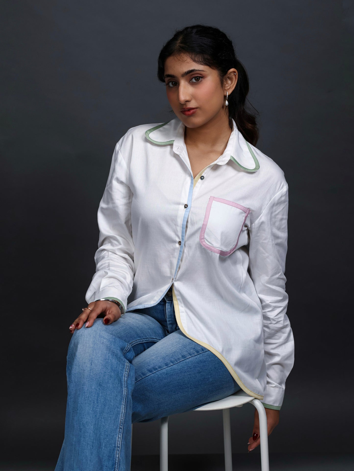 White shirt women, white formal shirt for women, white shirt for women, front image