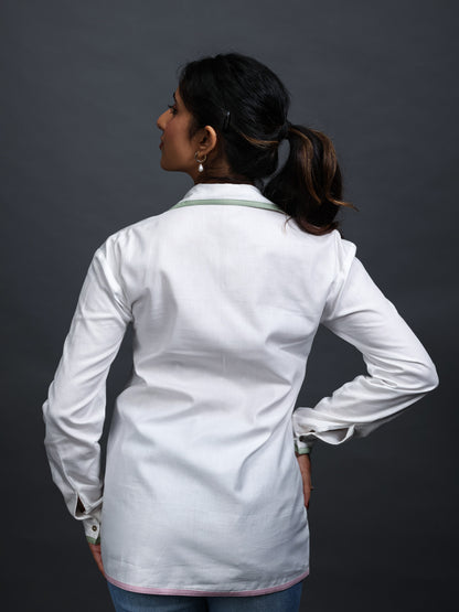 White shirt women, white formal shirt for women, white shirt for women, back image
