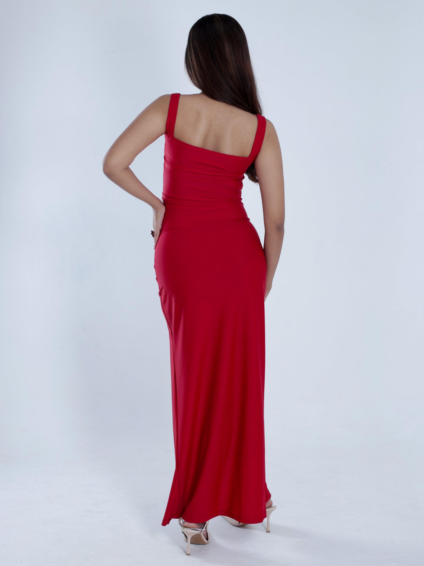 Valoris Red Corset Slit Dress