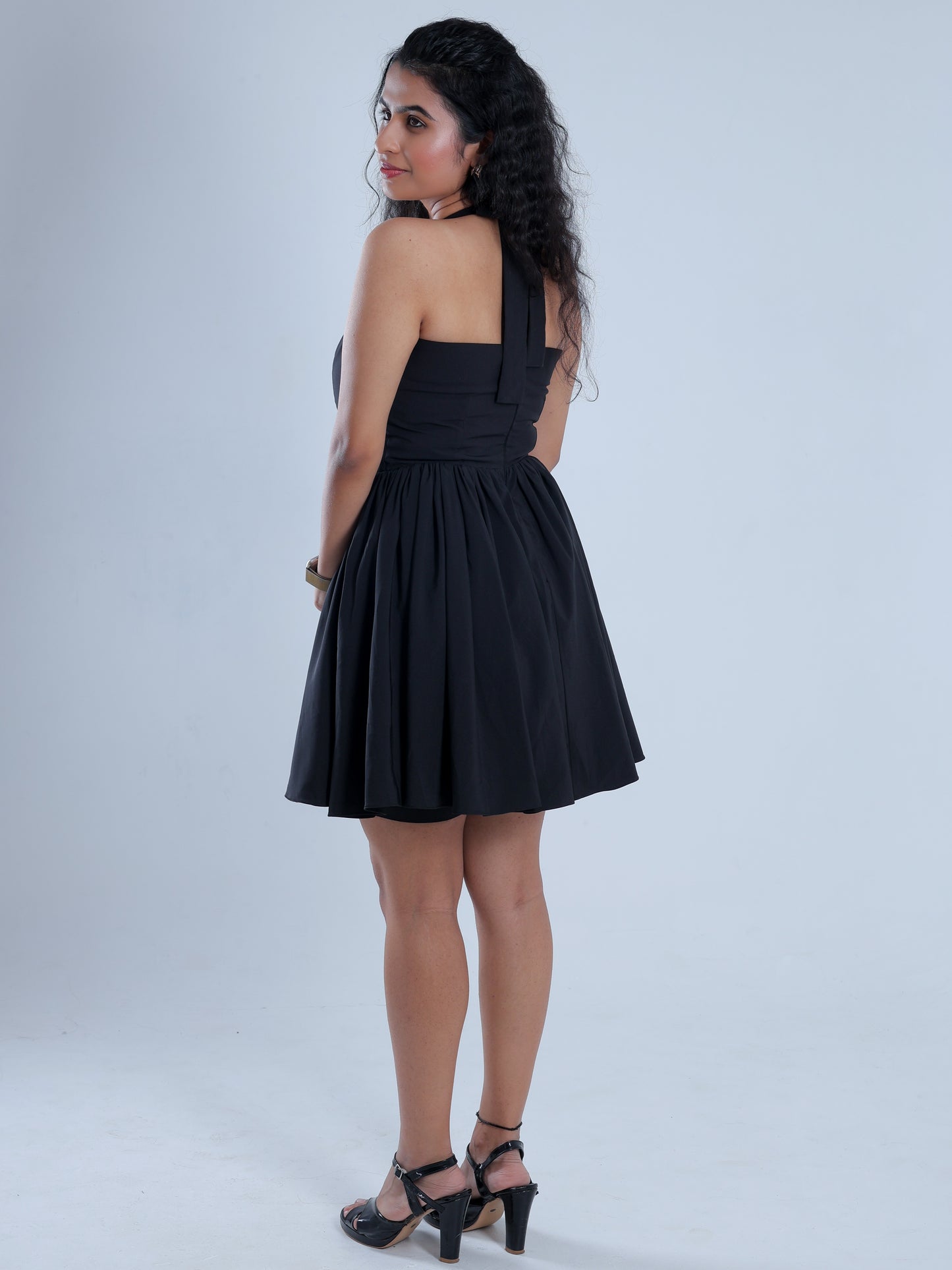 Vyre Black Halter Neck Flared Dress