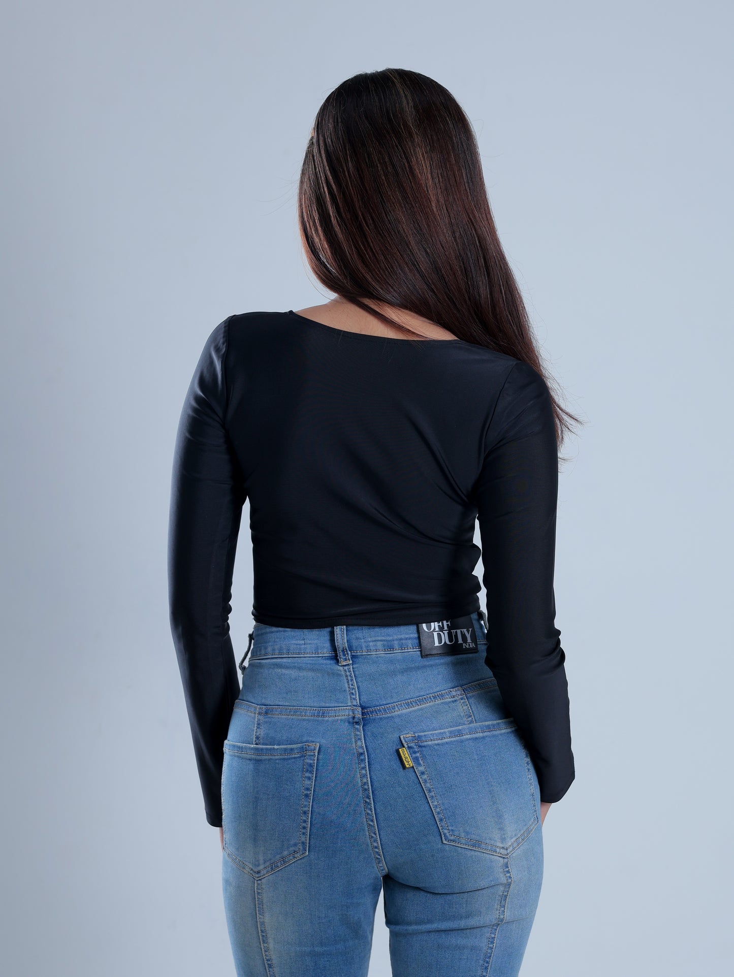 Carvexa Black Full Sleeve Corset Top
