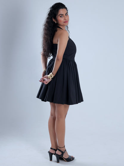 Vyre Black Halter Neck Flared Dress
