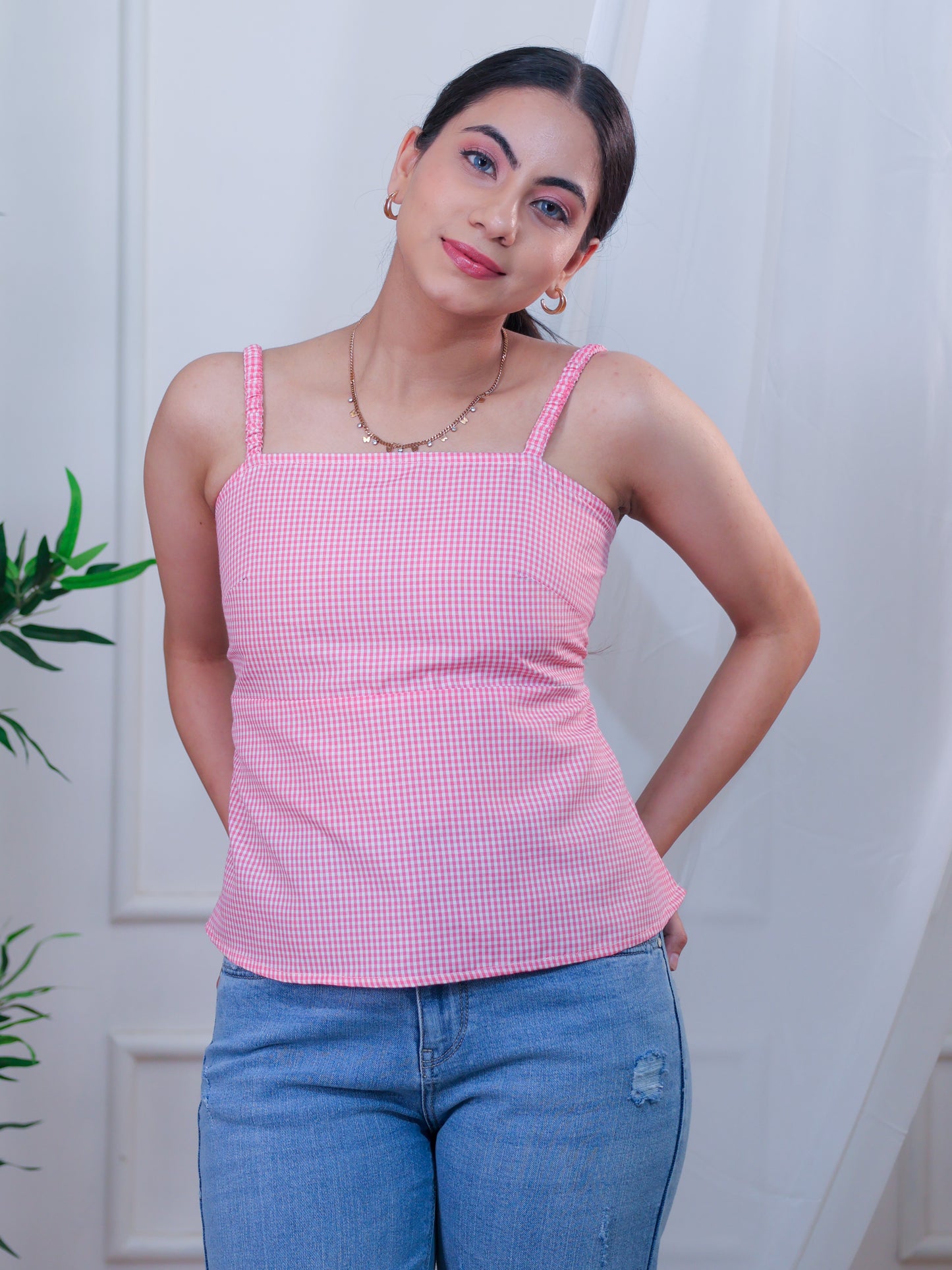 Backless top, Gingham top, Front Photo