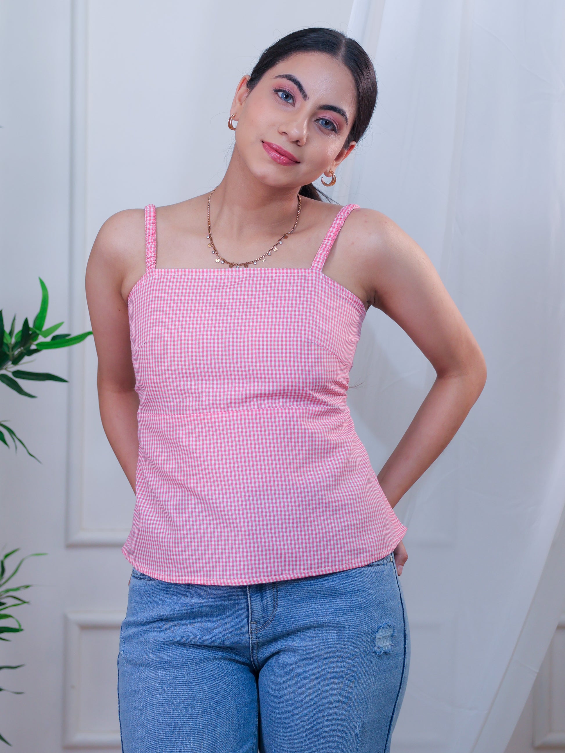 Backless top, Gingham top, Front Photo