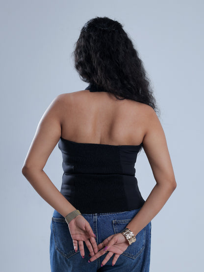 Scultra Black Corset Halter Neck Top