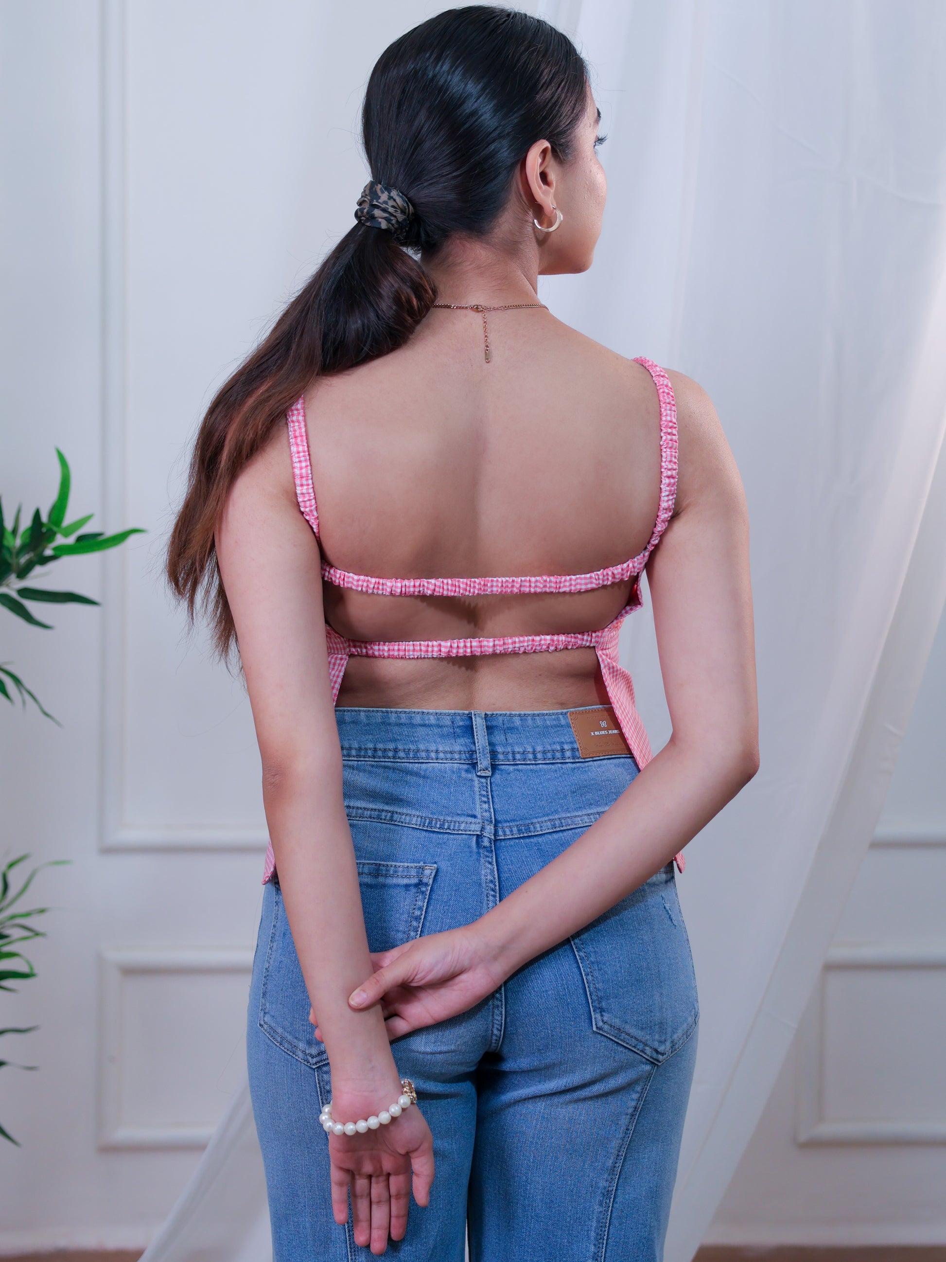 Backless top, Gingham top, Back Photo