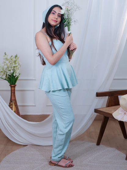 Peplum Gingham corset co-ord set, side photo