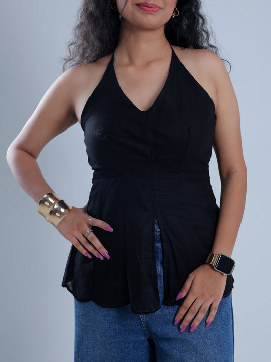 Sienna Black Halter Neck Top