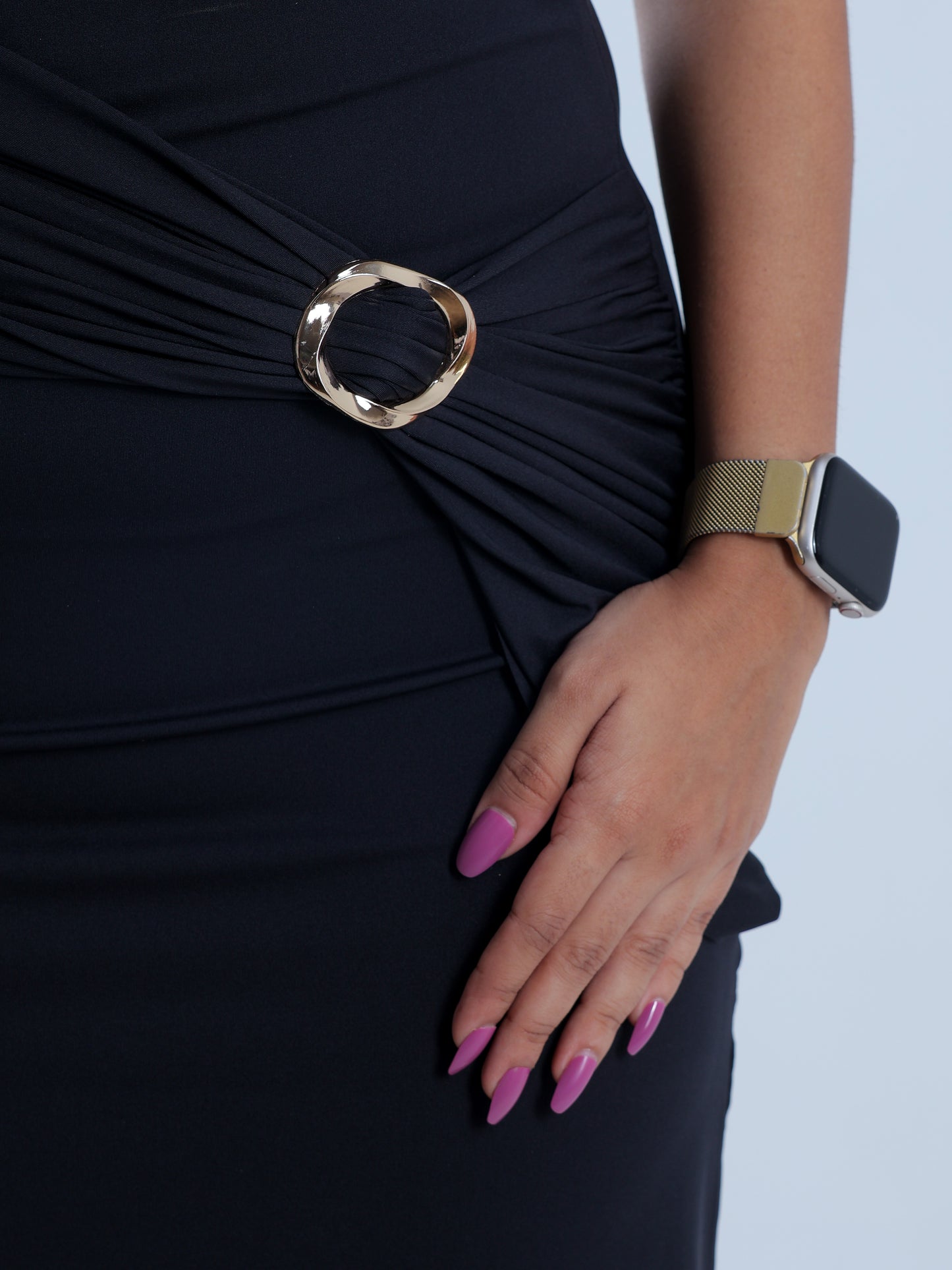 Steelia Black Draped Maxi Dress