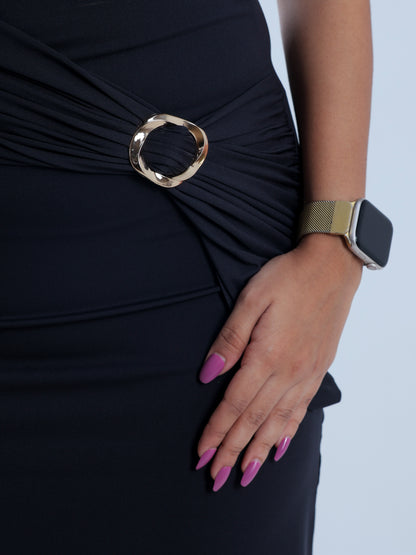 Steelia Black Draped Maxi Dress