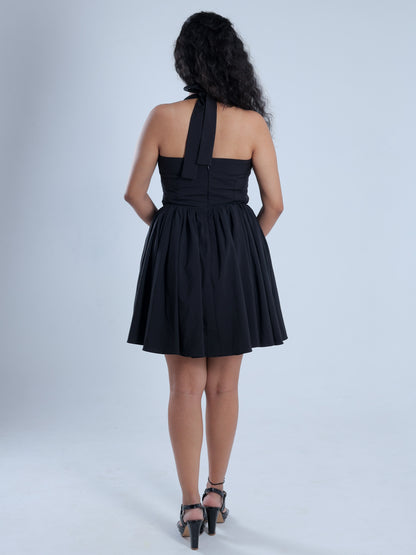 Vyre Black Halter Neck Flared Dress