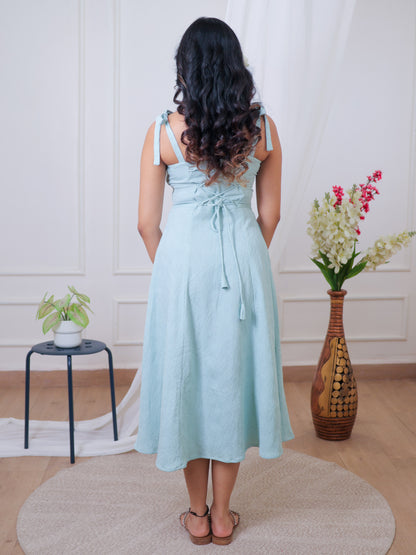 Mint floral fit & flare midi dress, back image